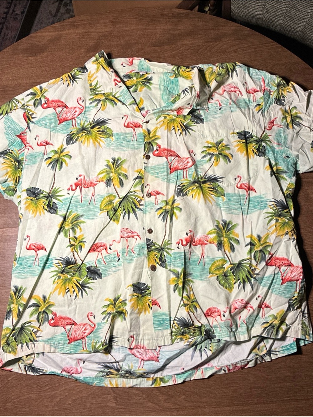 Pacific Legend Men's Hawaiian Shirt Flamingo 4XL Button Front Short Sleeve